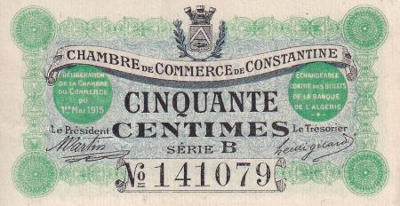 Algérie 50 Centimes - Chambre de commerce de Constantine - 1915 - Série B - P.140.3