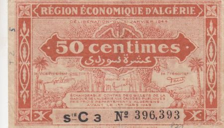 Algérie 50 Centimes - Région économique - 31-1-1944 Série C3