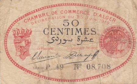 Algérie 50 Centimes 1919 - Chambre de commerce d\'Alger