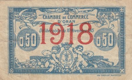 Algérie 50 Centimes Oran - 1918