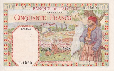 Algérie 50 Francs - Couple - 02-02-1945 - Série K.1560 - P.87