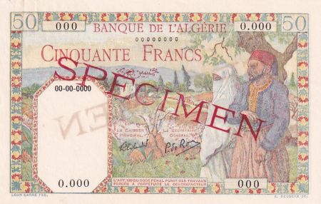 Algérie 50 Francs - Couple - Spécimen - ND (1938) - P.84