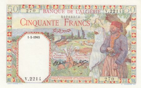 Algérie 50 Francs Couple - 01-05-1945 - Série V.2214