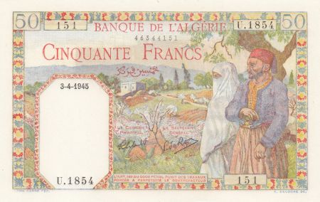 Algérie 50 Francs Couple - 03-04-1945 - Série U.1854