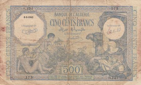 Algérie 500 Francs Bedouin - Oasis - 06-08-1943 Série O.121 - TB