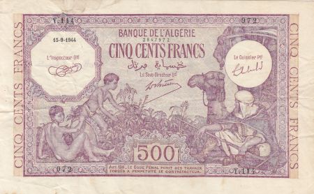 Algérie 500 Francs Bedouin - Oasis - 15-09-1944 Série Y.114