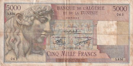 Algérie 5000 Francs - Apollon - Arc de Triomphe de Trajan - 10-10-1951 - Série S.836 - P.109a