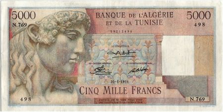 Algérie 5000 Francs Apollon - Arc de Trajan - 20-03-1951
