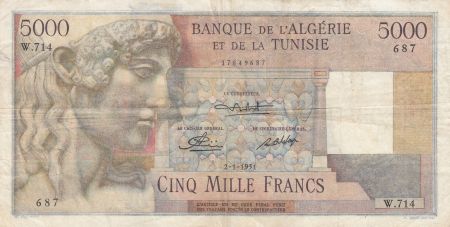Algérie 5000 Francs Apollon - Arc de Triomphe de Trajan - 02-01-1951 -  Série W.714