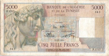 Algérie 5000 Francs Apollon - Arc de Triomphe de Trajan - 1955