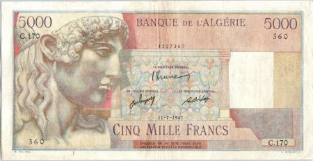 Algérie 5000 Francs Apollon - Arc de Triomphe de Trajan - C.170 - 1947