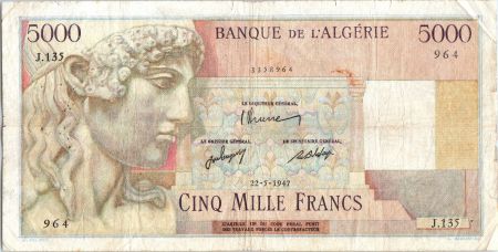 Algérie 5000 Francs Apollon - Arc de Triomphe de Trajan - J.135 - 1947
