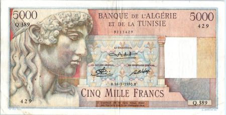 Algérie 5000 Francs Apollon - Arc de Triomphe de Trajan - Q.389 - 1950