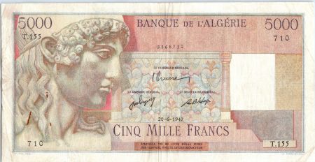 Algérie 5000 Francs Apollon - Arc de Triomphe de Trajan - T.155 - 1947