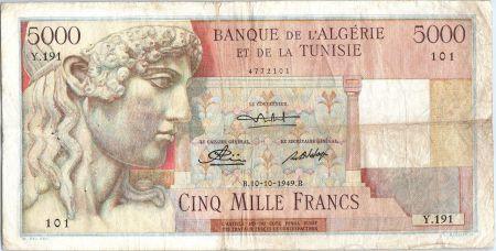 Algérie 5000 Francs Apollon - Arc de Triomphe de Trajan - Y.191 - 1949