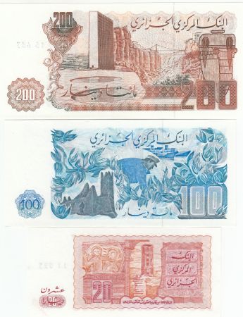 Algérie Série de 3 billets 1981 à 1983