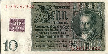 Allemagne (RDA) 10 Deutsche Mark - albrecht Daniel Thaer - 1948