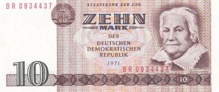 Allemagne (RDA) 10 Mark - Clara Zetkin - 1971 - Série BR - P.28