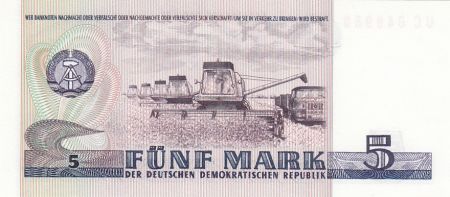 Allemagne (RDA) 5 Mark - Thomas Muntzer - Moissonneuses batteuses  - 1975 - Série UC - P.27