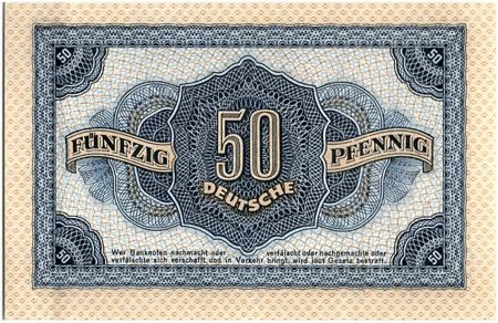 Allemagne (RDA) 50 Pfennig  Bleu et brun clair - 1948