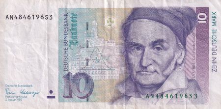 Allemagne (RFA) 10 D Mark - Carl Friedr Gauss - 1989 - P.38a