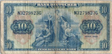 Allemagne (RFA) 10 Deutsche Mark - Justice, travail - 1949 - N3279823G