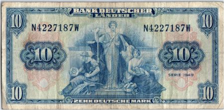 Allemagne (RFA) 10 Deutsche Mark - Justice, travail - 1949 - N4227187W