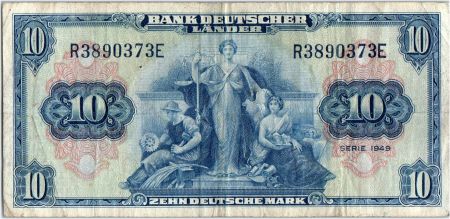 Allemagne (RFA) 10 Deutsche Mark - Justice, travail - 1949 - R3890373E