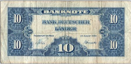 Allemagne (RFA) 10 Deutsche Mark - Justice, travail - 1949 - R3890373E
