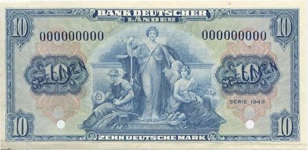 Allemagne (RFA) 10 Deutsche Mark - Justice, travail - 1949
