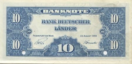 Allemagne (RFA) 10 Deutsche Mark - Justice, travail - 1949