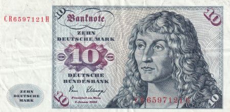 Allemagne (RFA) 10 Deutsche Mark, Port. homme - Voilier - 1980 - Série CR