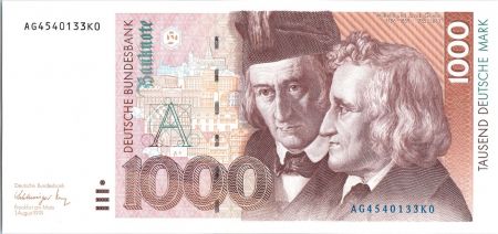Allemagne (RFA) 1000 Deutsche Mark  W et  J Grimm - 1991