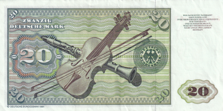 Allemagne (RFA) 20 Deutsche Mark - Elisabeth Tucher - Instruments de Musique - 1980 - P32d