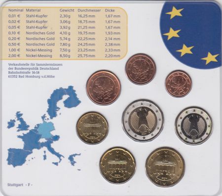 Allemagne (RFA) Série 8 monnaies 2004 - FDC - Stuttgart - F
