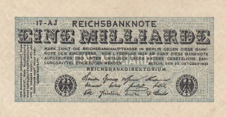 Allemagne 1 000 000 000 Mark 1924 - Série 17-AJ