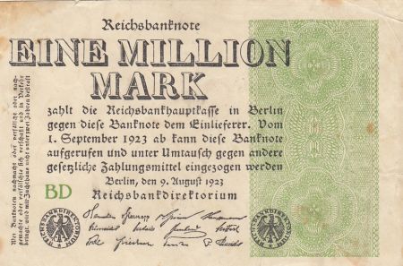 Allemagne 1 000 000 Mark 1923  - Série BD