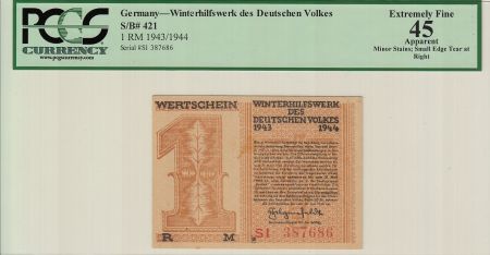 Allemagne 1 Reichsmark, Marron - 1943 - PCGS 45