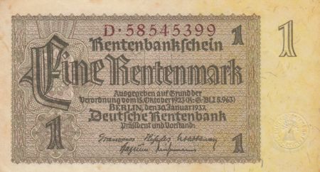 Allemagne 1 Rentenmark 1937 - Série D