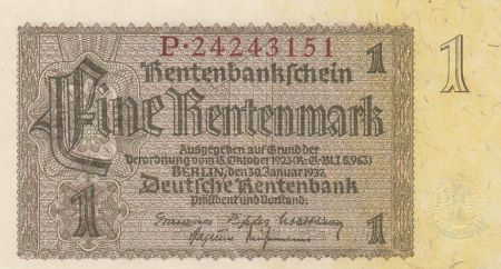 Allemagne 1 Rentenmark 1937 Série P - Neuf - P.173b