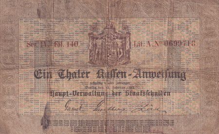 Allemagne 1 Thaler - Trésor Prussien - 13-02-1861 - Série IV - B+ - PS.0411