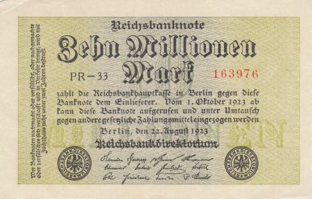 Allemagne 10 000 000 Mark 1923 - Série PR-33