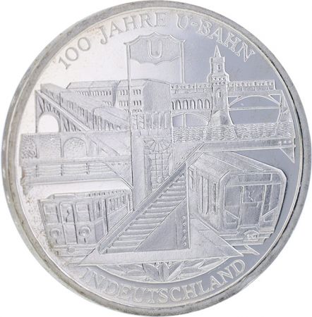 Allemagne 10 Euros Argent - 100 ans du Métro en Allemagne