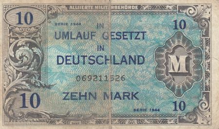 Allemagne 10 Mark Impr. américaine - 1944 9 digit 069211526 - avec F