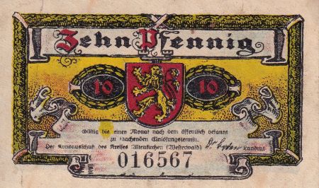 Allemagne 10 Pfennig - Altenkirchen - Notgeld - 1921