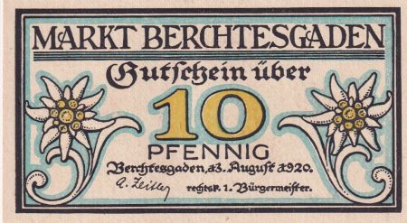 Allemagne 10 Pfennig - Berchtesgaden - Notgeld - 1920