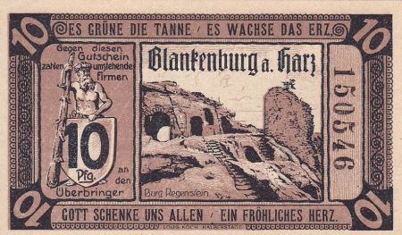 Allemagne 10 Pfennig - Blankenburg am Harz - Notgeld - 1920