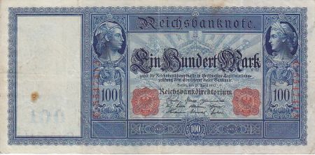 Allemagne 100 Marks Allemagne - Mercure et Cérès - Millésimes variés (1909-1910) - Numérotation rouge