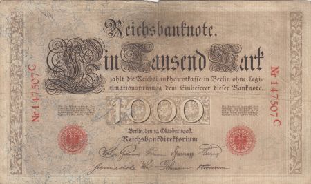 Allemagne 1000 Mark numérotation rouge - 1903 - 6 chiffres - TB+ - P.23