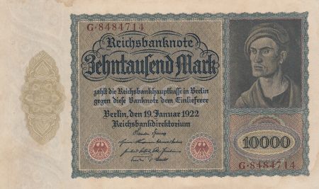 Allemagne 10000 Mark Portrait homme par Durer - 1922 - TTB +  - P.71